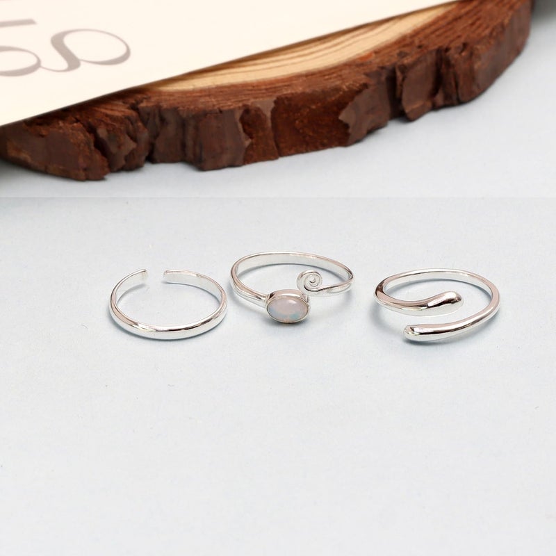 LeCalla 925 Sterling Silver Minimalist Toe Rings Set Simple Open Adjustable Toe-Rings for Women - Image 4